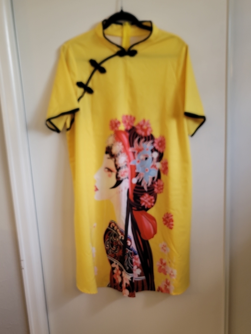 SHEIN Yellow Curve Tunic with Black Trim